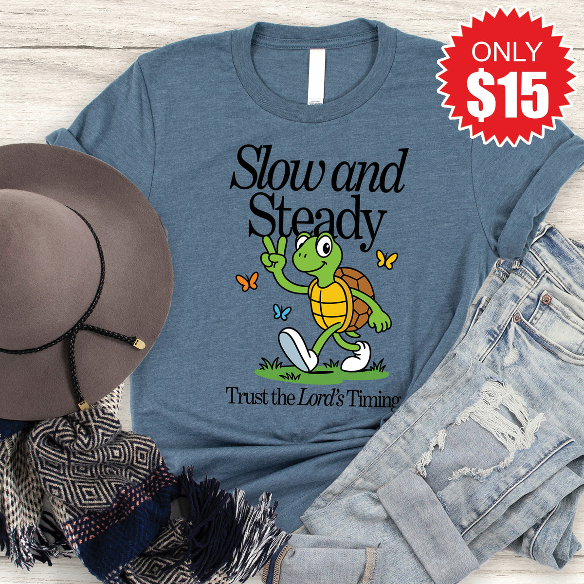 Slow And Steady Tee - Heather Slate - 15 product image 1