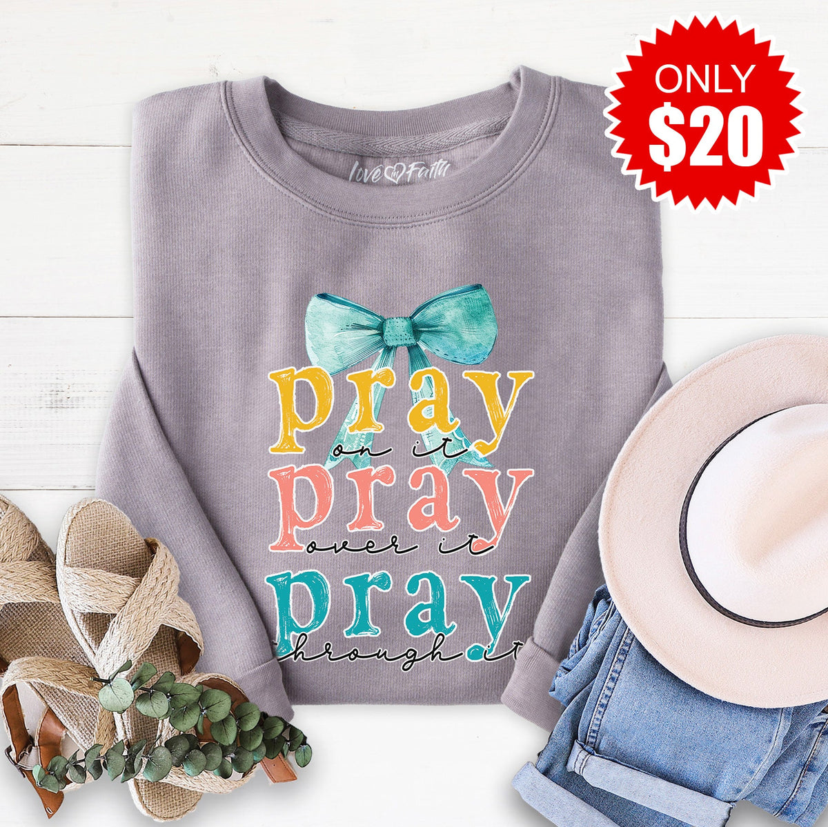 Pray On It Sweatshirt - Heather Storm - 20 product image 1