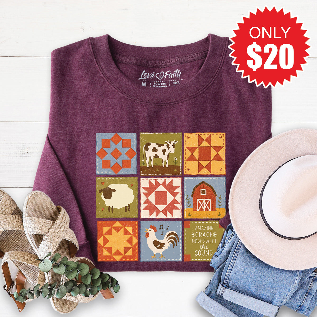 Amazing Grace Blocks Sweatshirt - Heather Sugar Plum - 20 product image 1