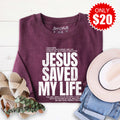 Jesus Saved My Life Sweatshirt - Heather Sugar Plum - 20 product image 1