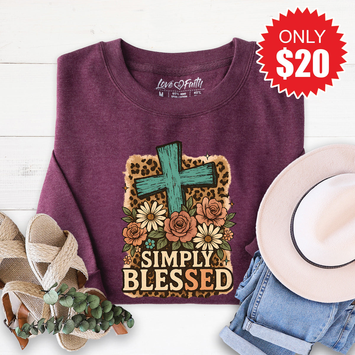 Simply Blessed Sweatshirt - Heather Sugar Plum - 20 product image 1