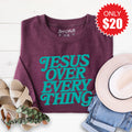 Jesus Over Everything Sweatshirt - Heather Sugar Plum - 20 product image 1