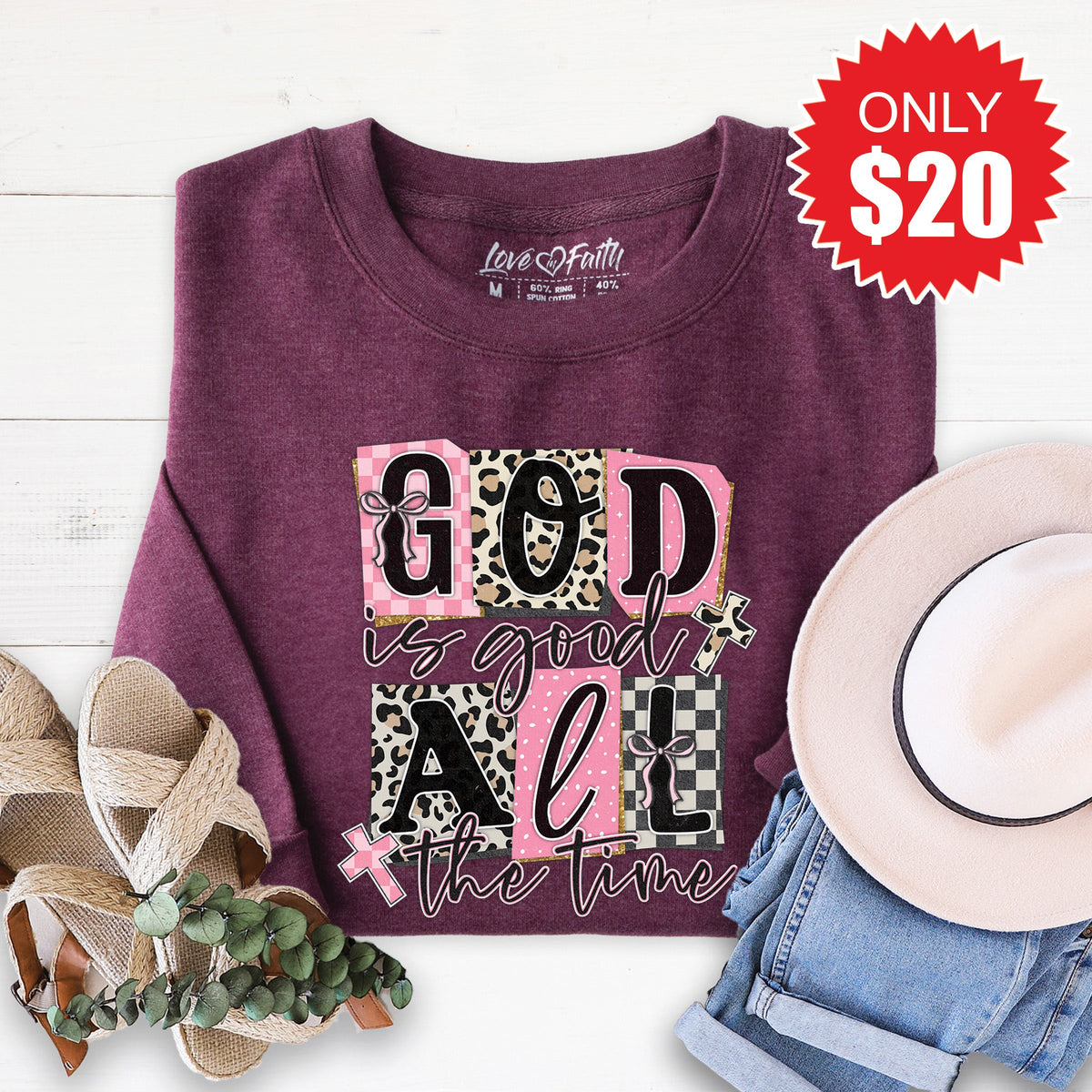 God Is Good Sweatshirt - Heather Sugar Plum - 20 product image 1
