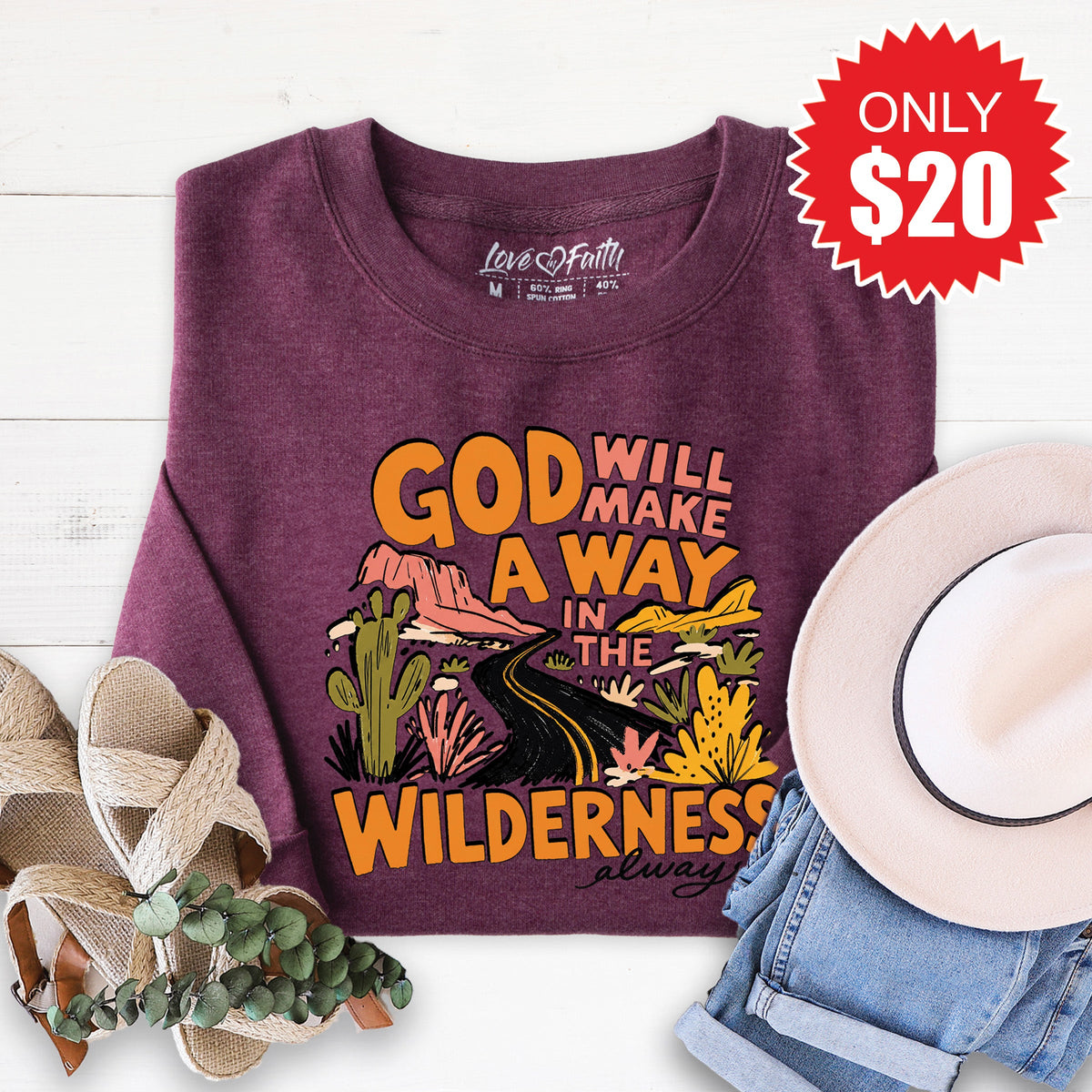 God Will Make a Way Sweatshirt - Heather Sugar Plum - 20 product image 1