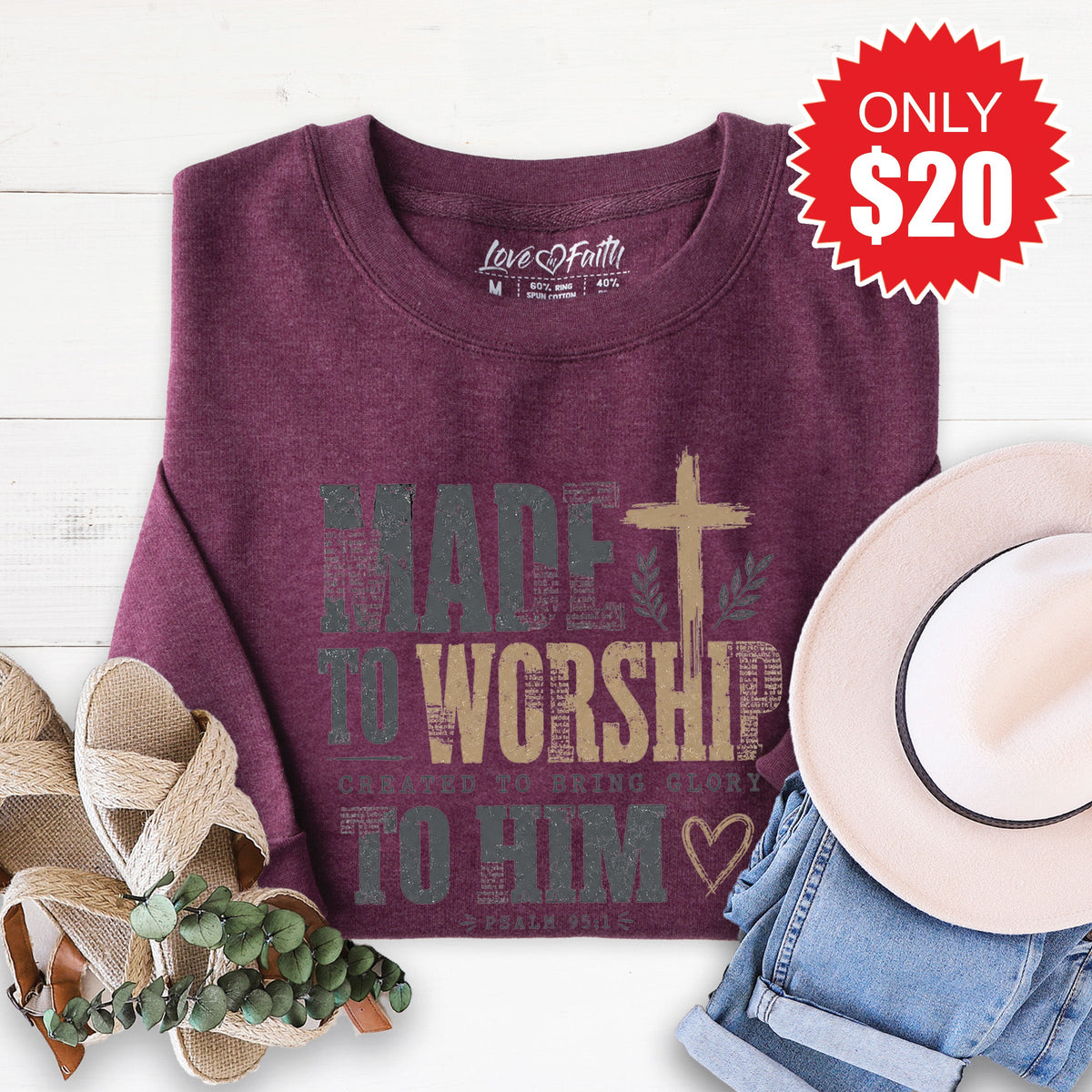 Made To Worship Sweatshirt - Heather Charcoal - 20 product image 1