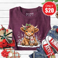Christmas Cow Sweatshirt - Heather Sugar Plum - 20 product image 1
