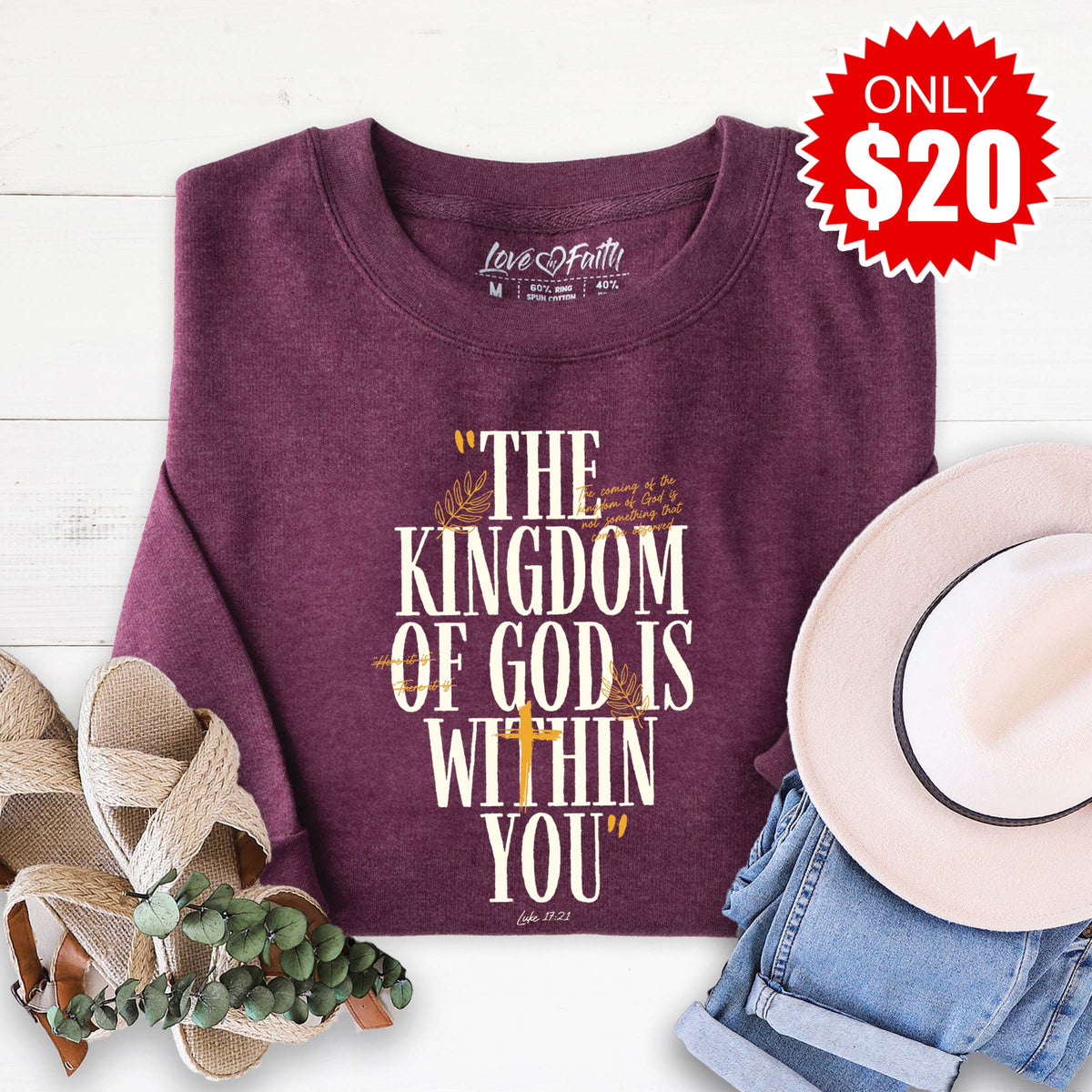 Kingdom of God Sweatshirt - Heather Sugar Plum - 20 product image 1