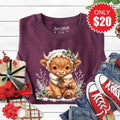 Christmas Cow Sweatshirt - Heather Sugar Plum - 20 product image 1
