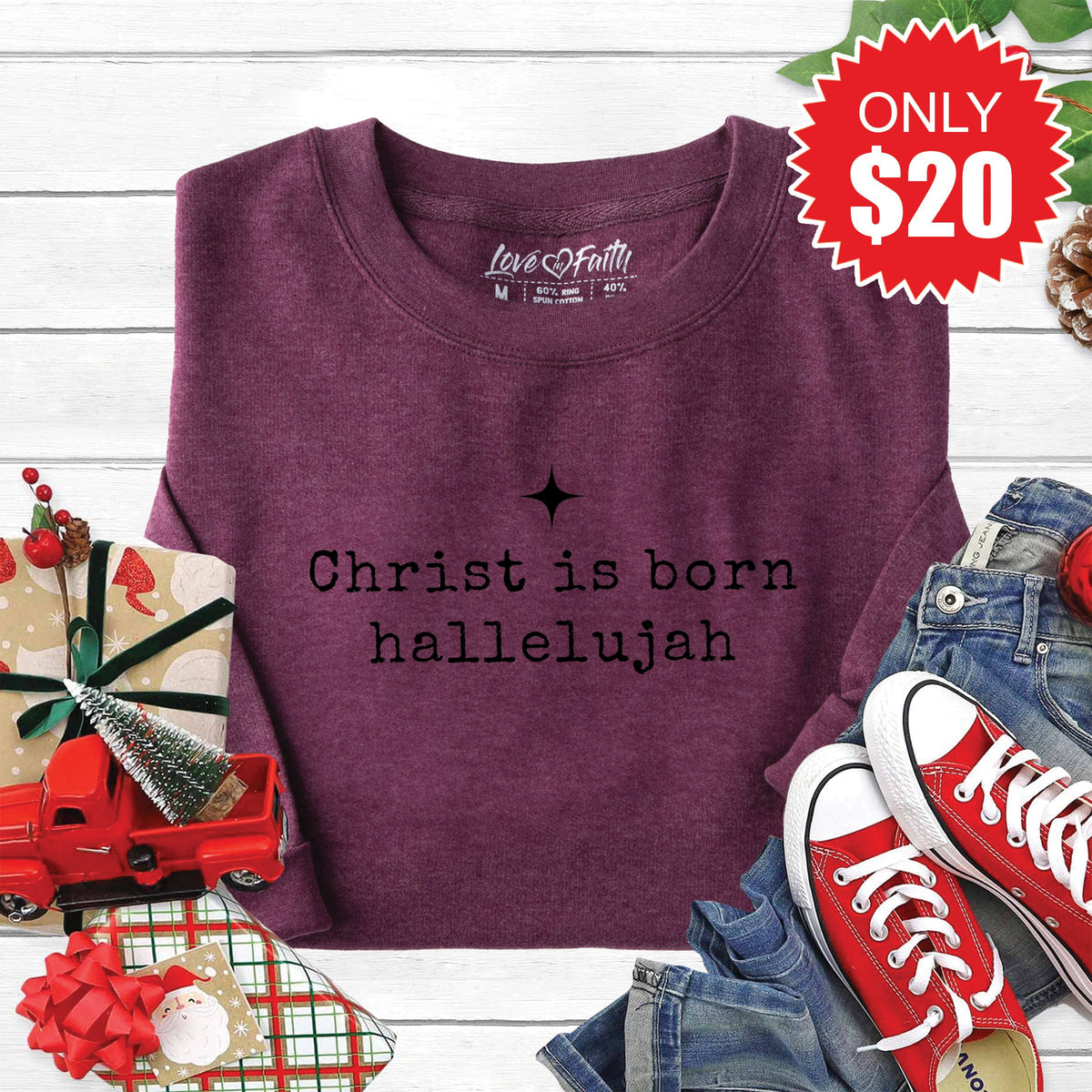 Christ Is Born Sweatshirt - Heather Sugar Plum - 20 product image 1