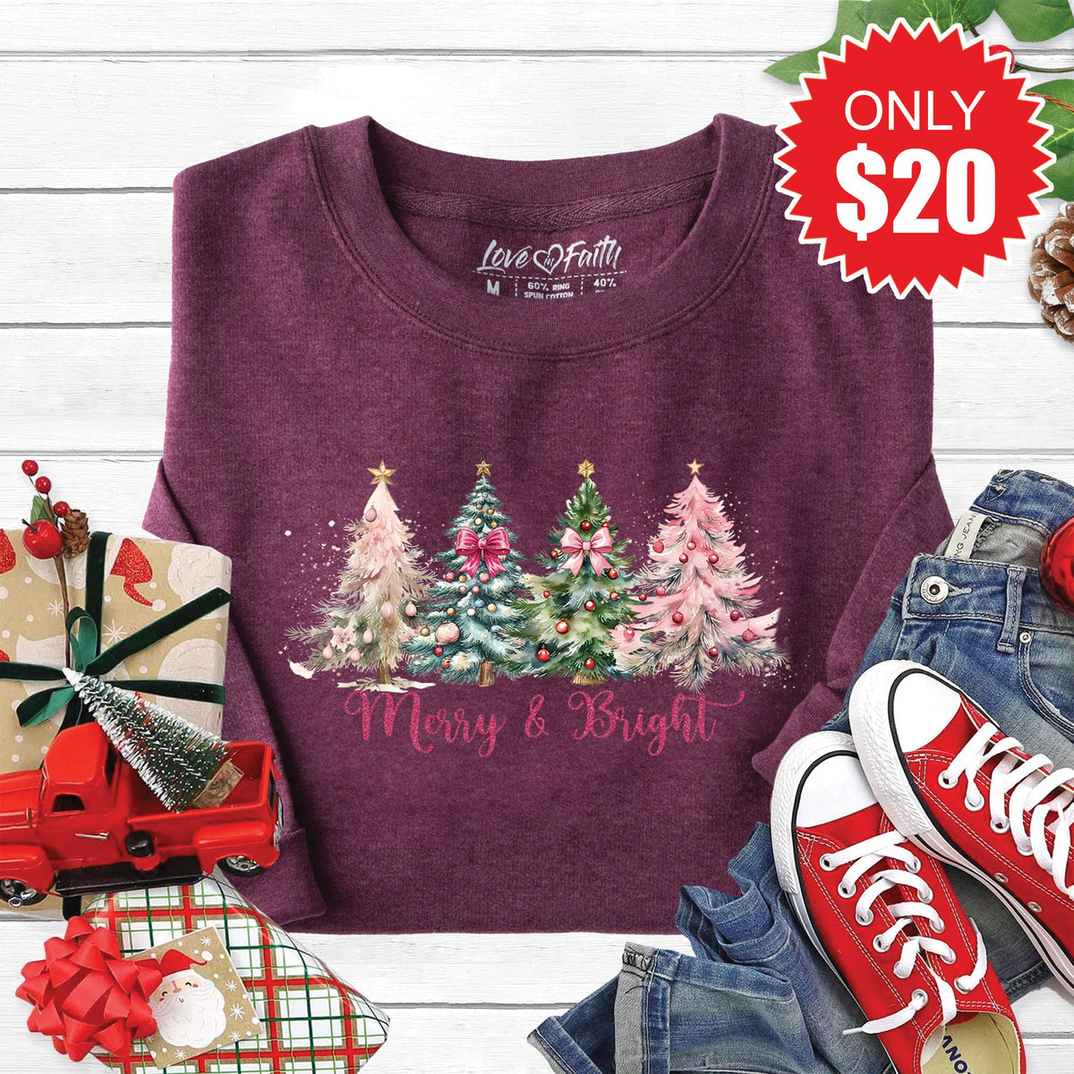 Merry and Bright Sweatshirt - Heather Sugar Plum - 20 product image 1