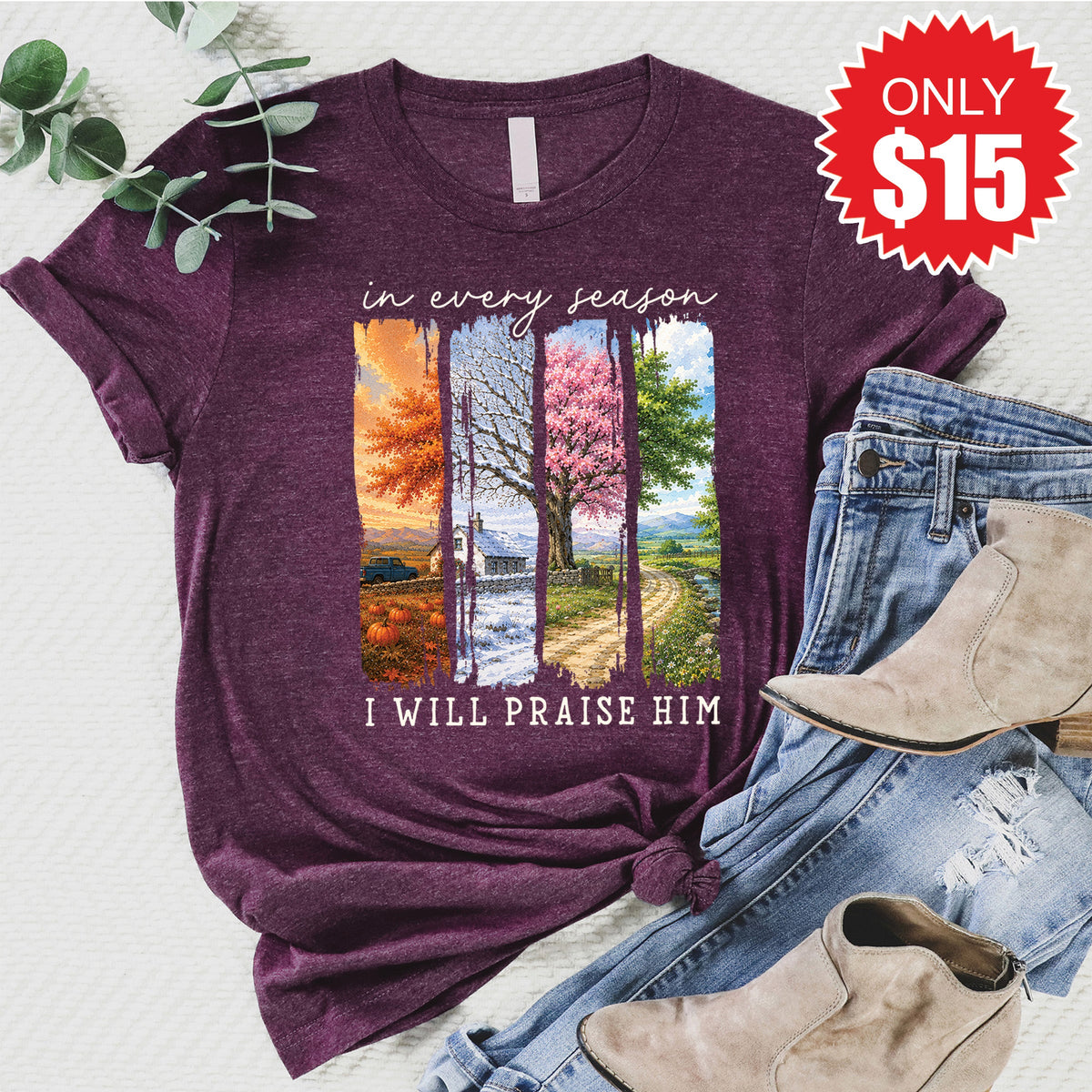 I Will Praise Him Tee - Heather Sugar Plum - 15 product image 1