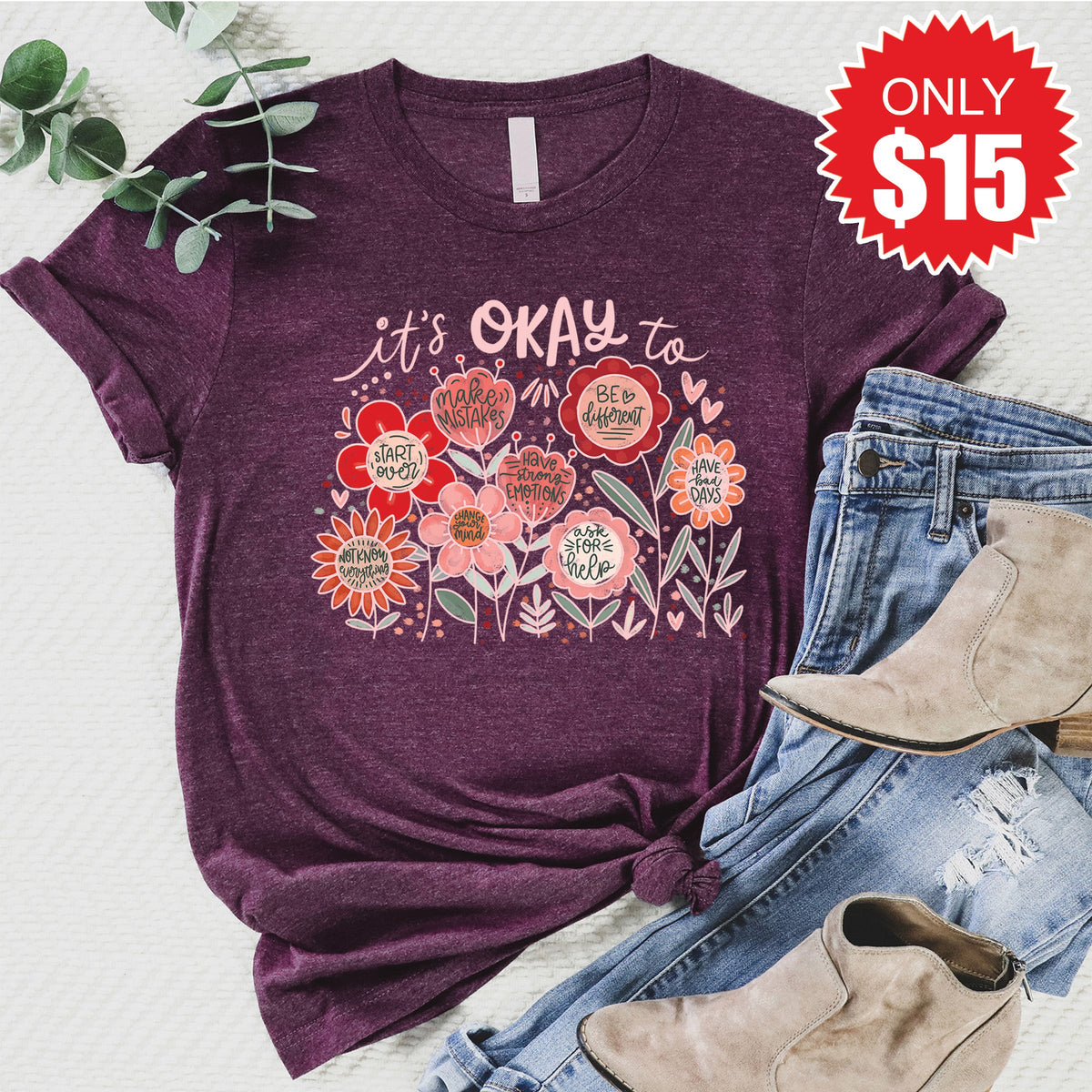 It's Okay Tee - Heather Sugar Plum - 15 product image 1