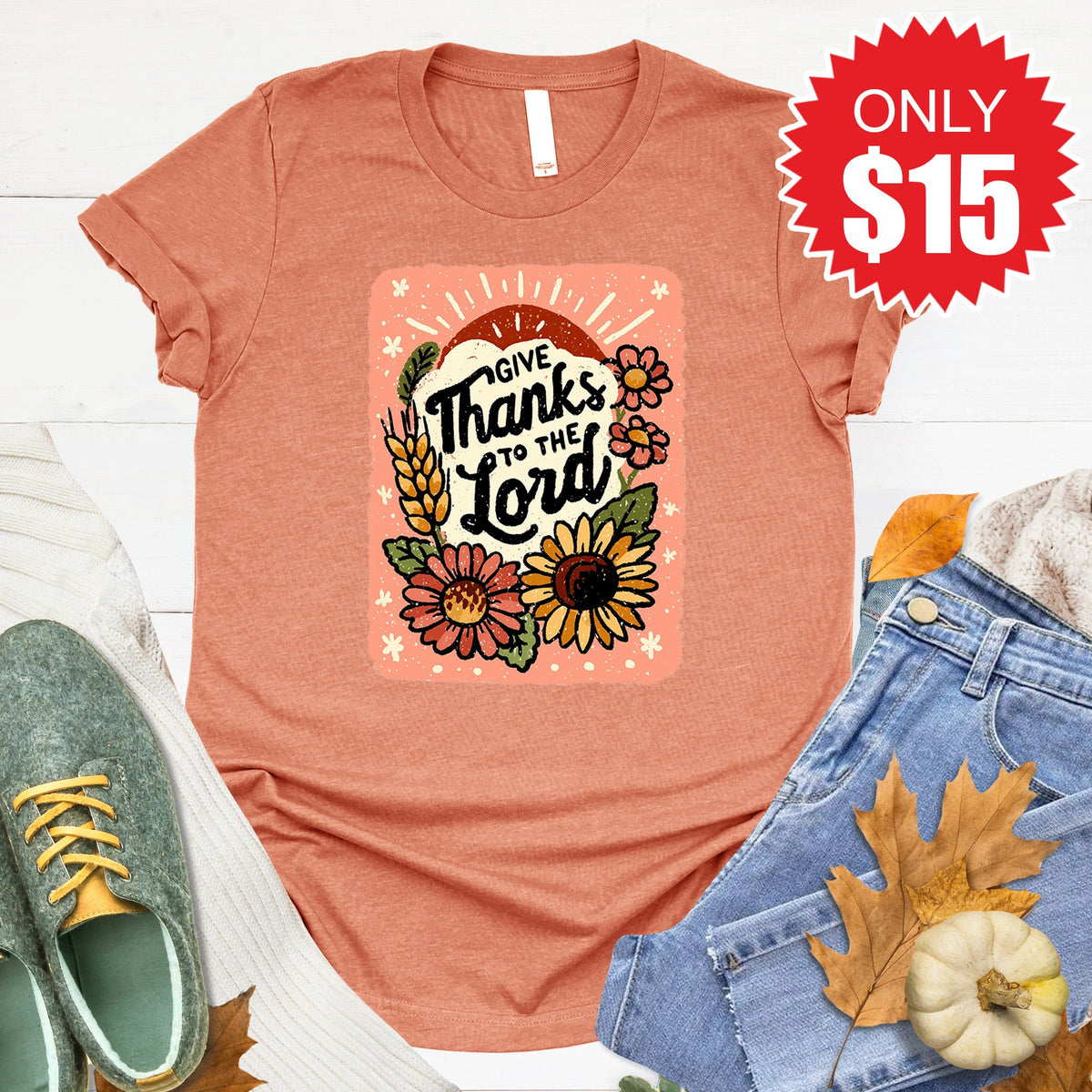 Give Thanks Tee - Heather Terracotta - 15 product image 1