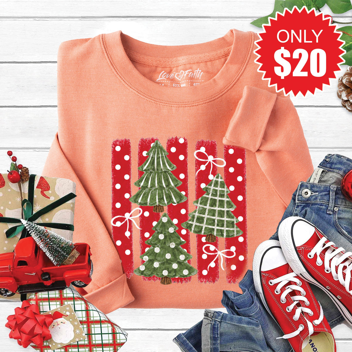 Christmas Trees Sweatshirt - Heather Terracotta - 20 product image 1