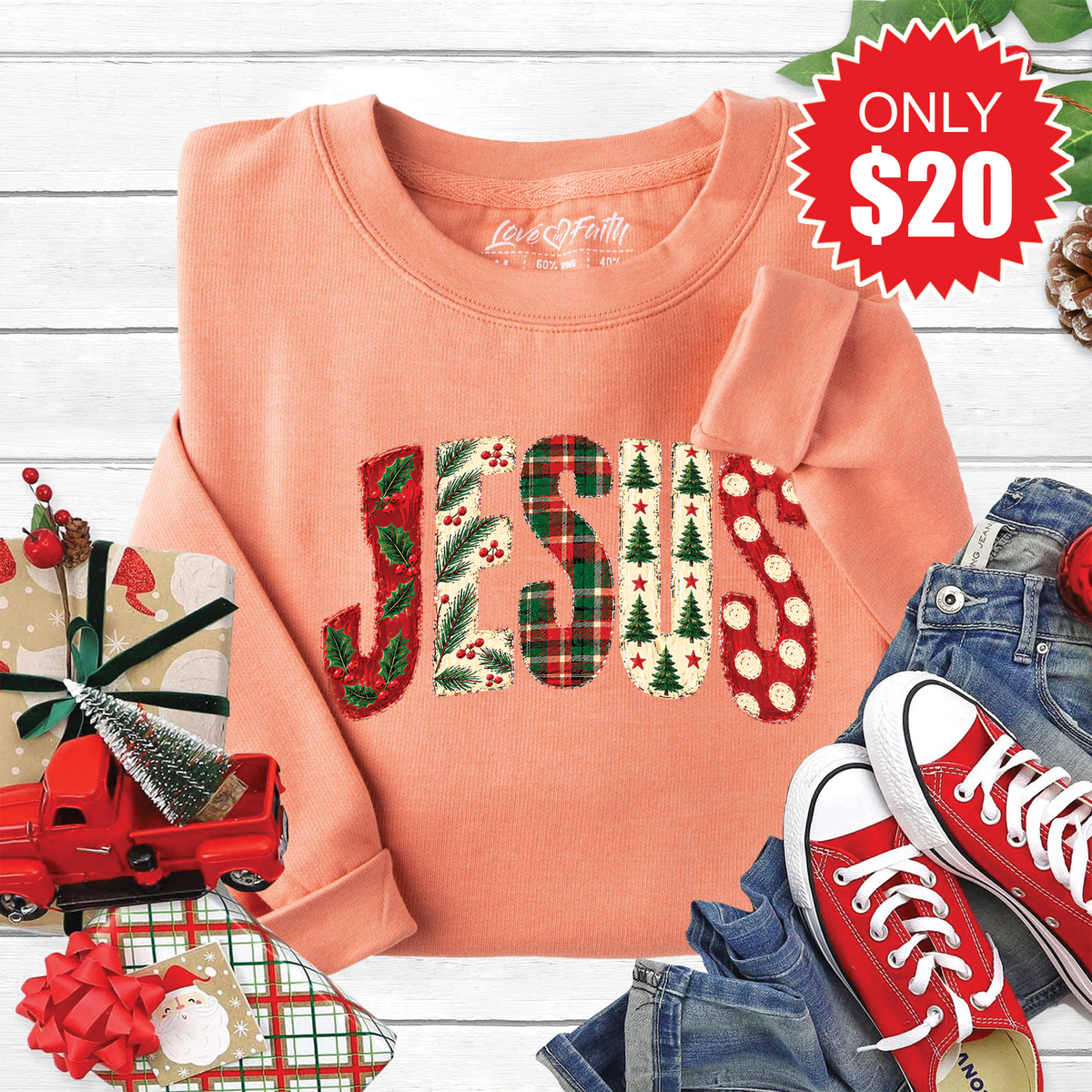 Jesus Sweatshirt - Heather Terracotta - 20 product image 1