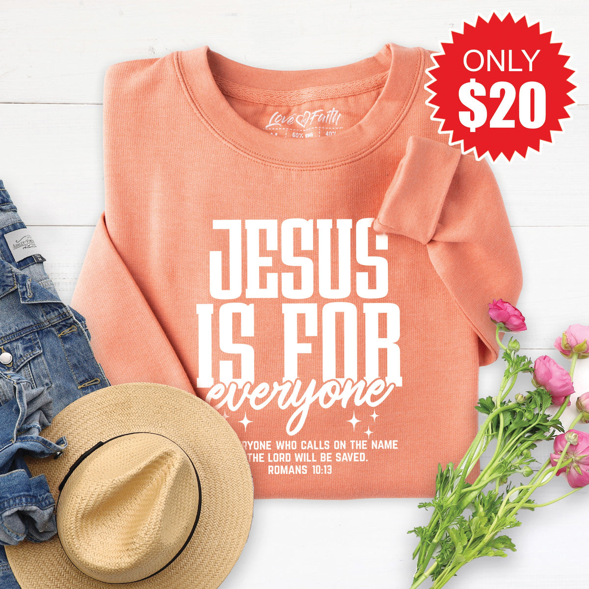 Jesus Is For Everyone Sweatshirt - Heather Terracotta - 20 product image 1