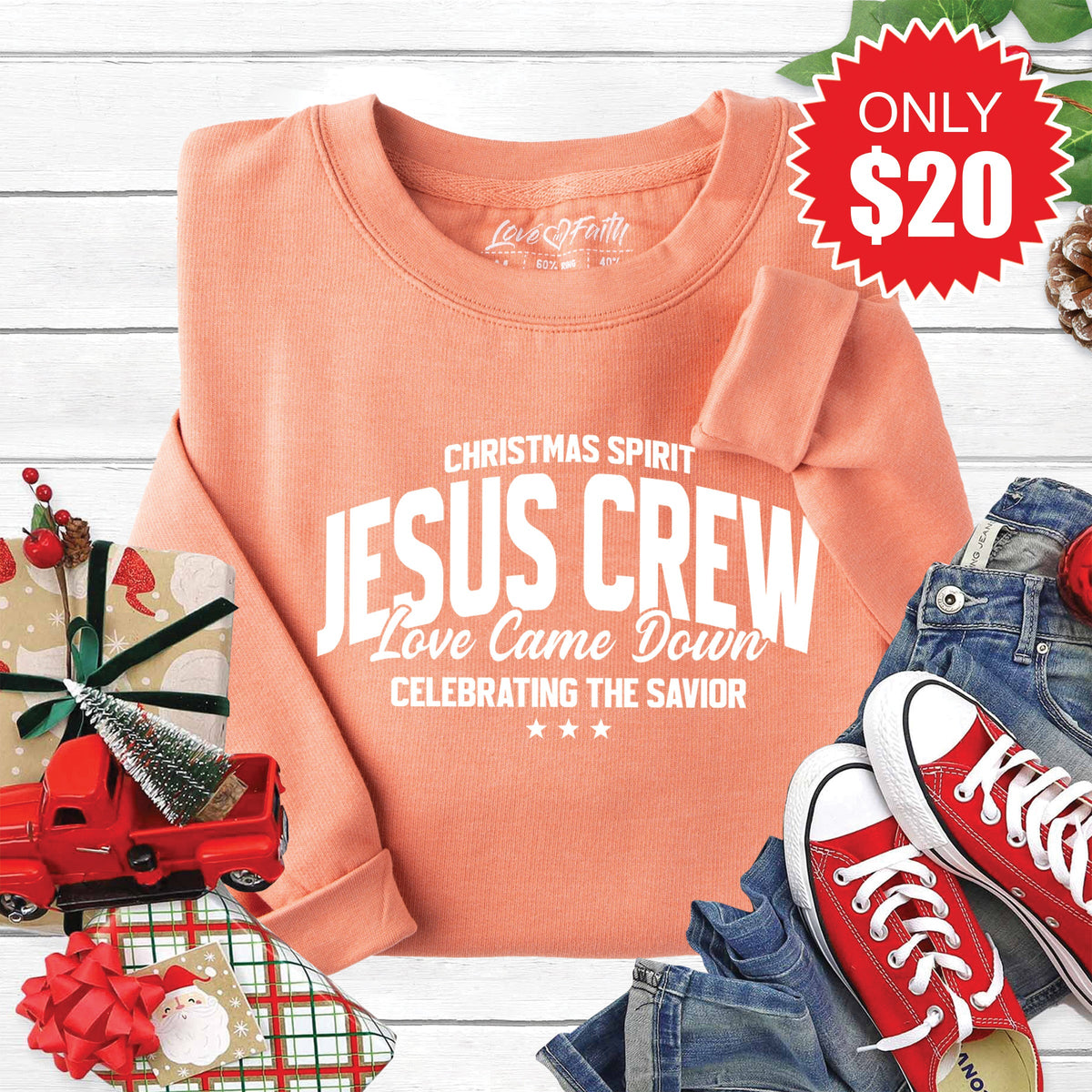 Jesus Crew Sweatshirt - Heather Terracotta - 20 product image 1