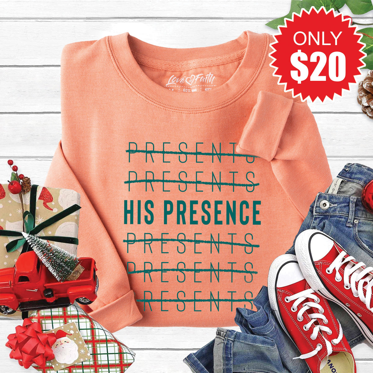 His Presence Sweatshirt - Heather Terracotta - 20 product image 1