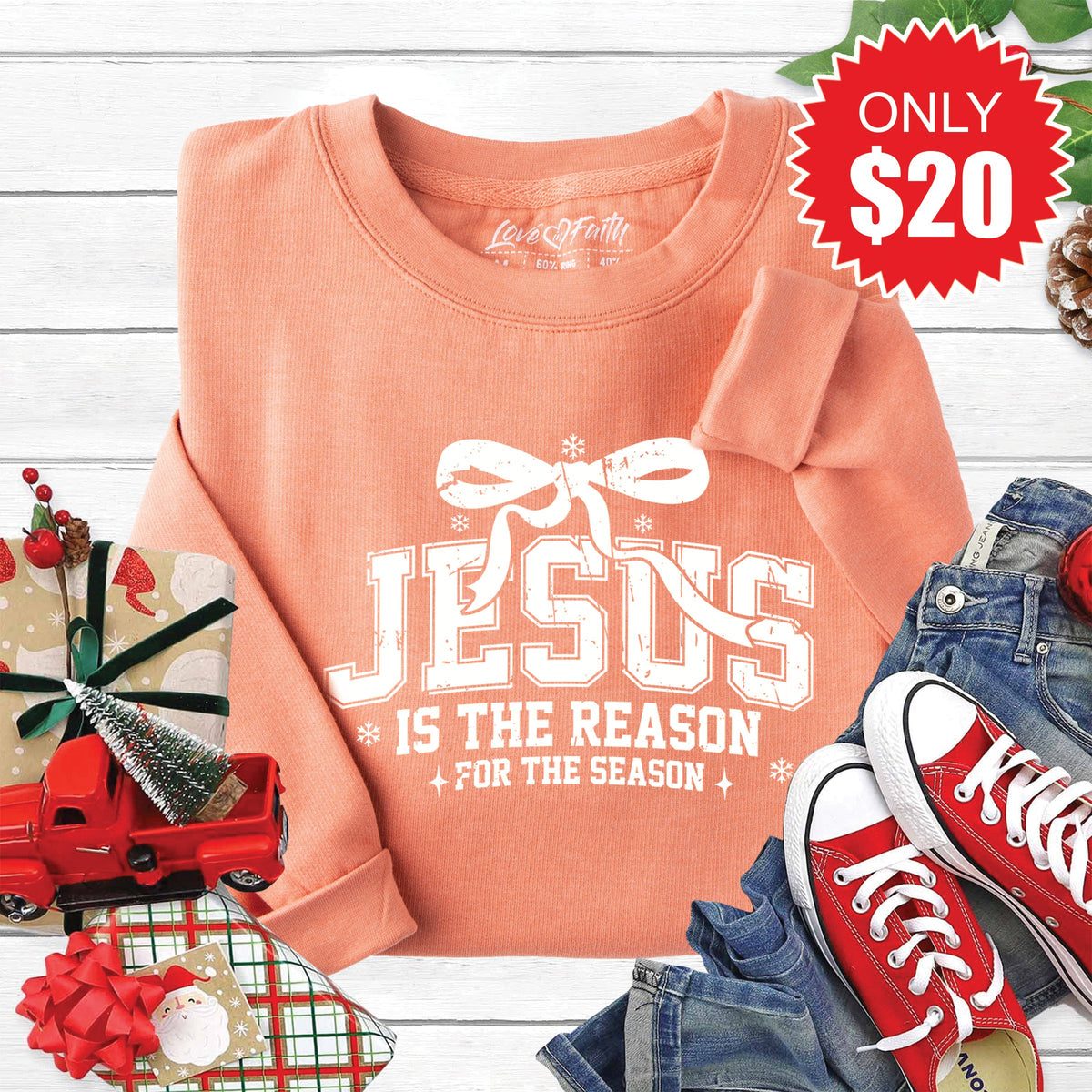 Jesus Is The Reason Sweatshirt - Heather Terracotta - 20 product image 1