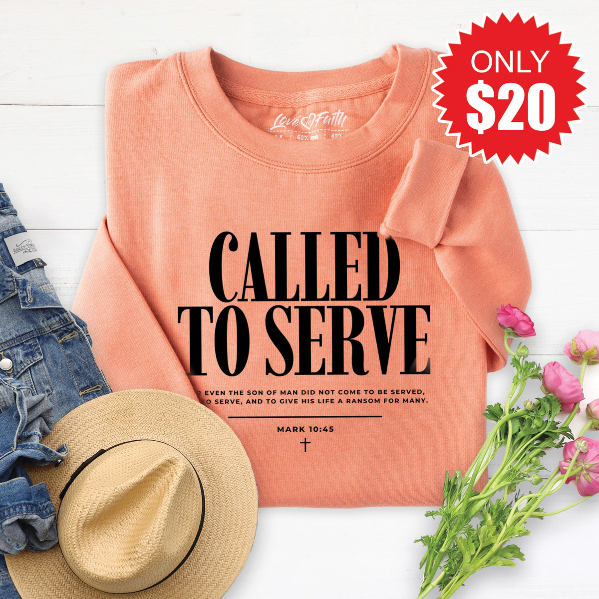 Called To Serve Sweatshirt - Heather Terracotta - 20 product image 1