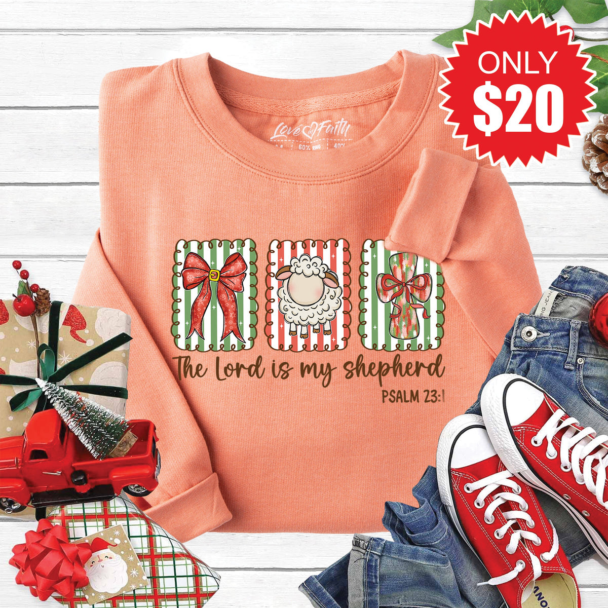 The Lord Is My Shepherd Sweatshirt - Heather Terracotta - 20 product image 1
