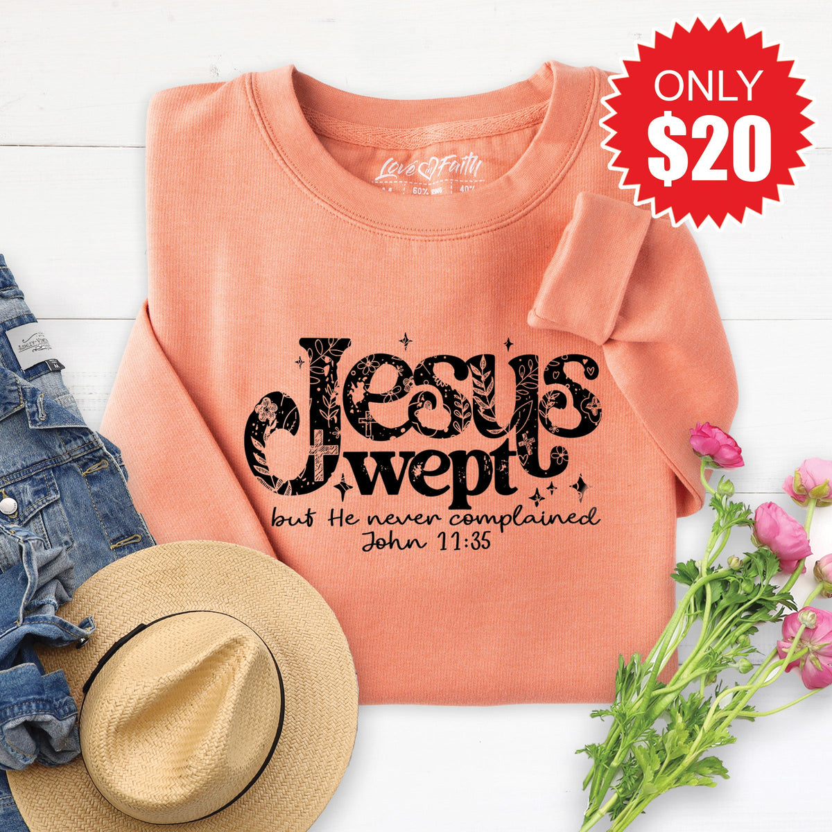 Jesus Wept Sweatshirt - Heather Terracotta - 20 product image 1