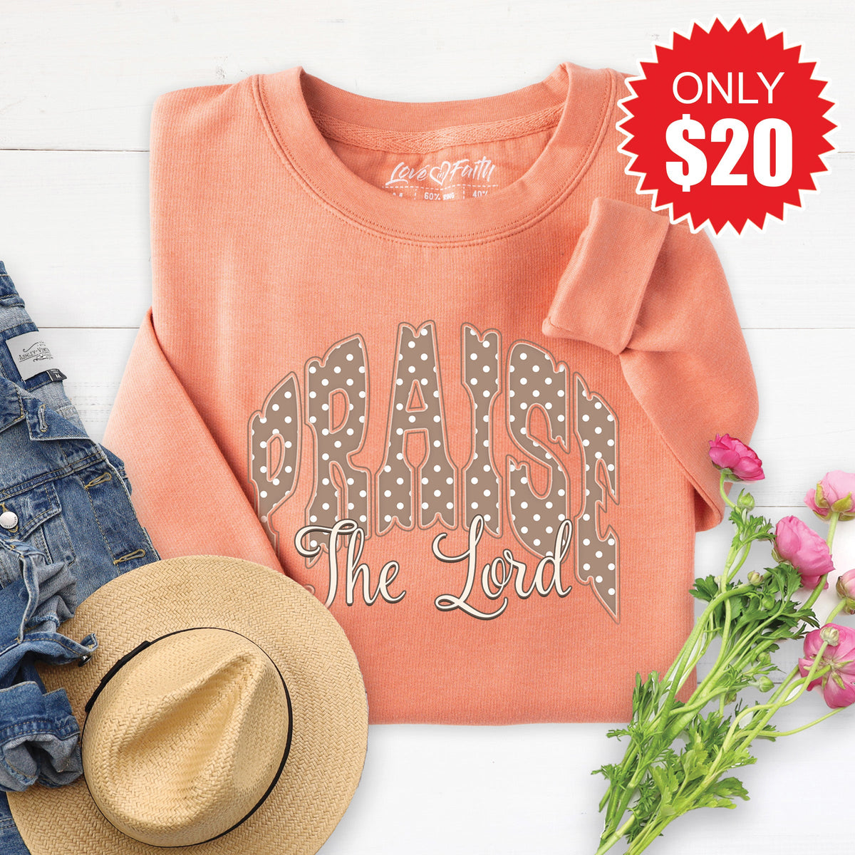 Praise The Lord Sweatshirt - Heather Terracotta - 20 product image 1