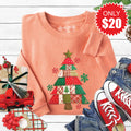Christmas Tree Patchwork Sweatshirt - Heather Terracotta product image 1