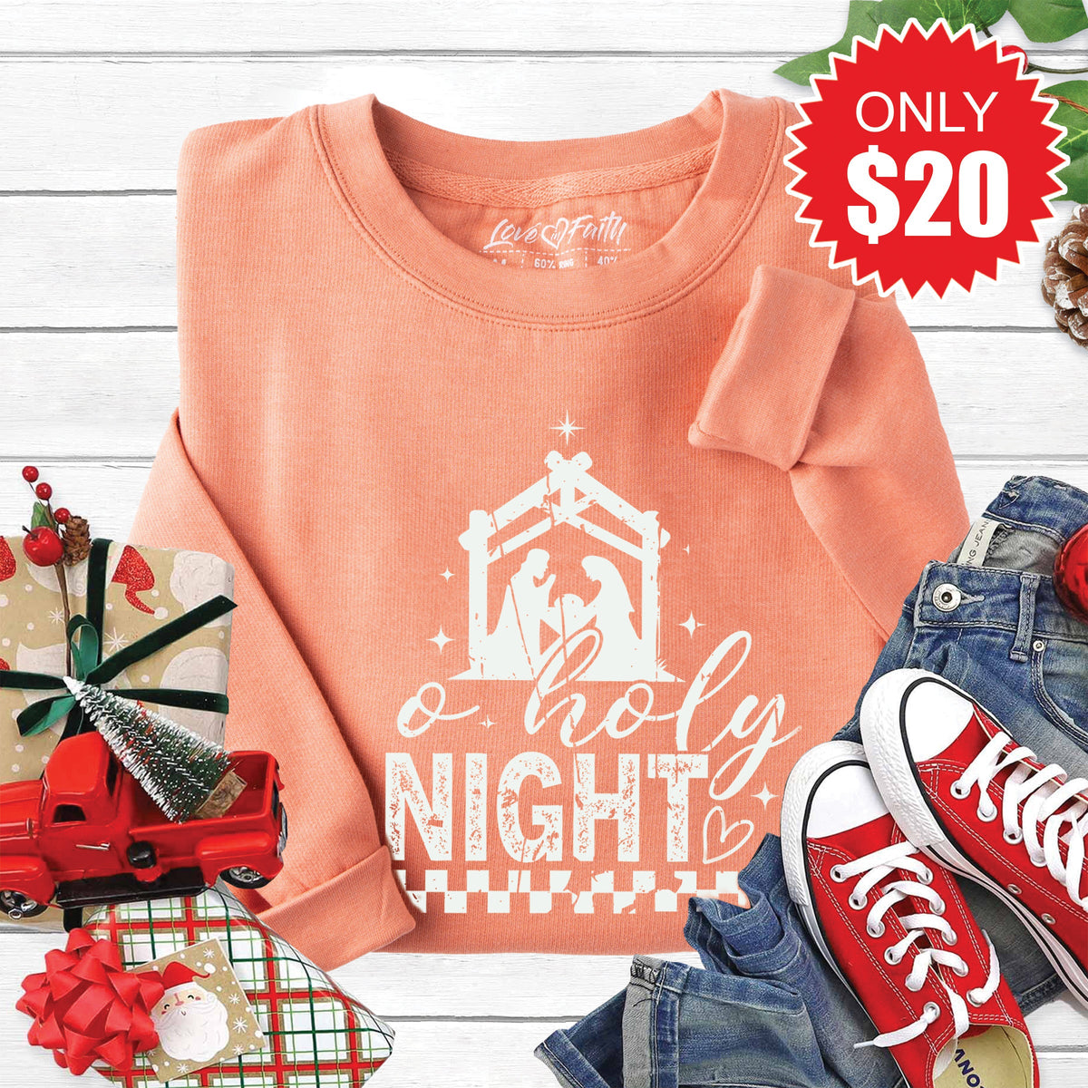 Oh Holy Night Sweatshirt - Heather Terracotta - 20 product image 1