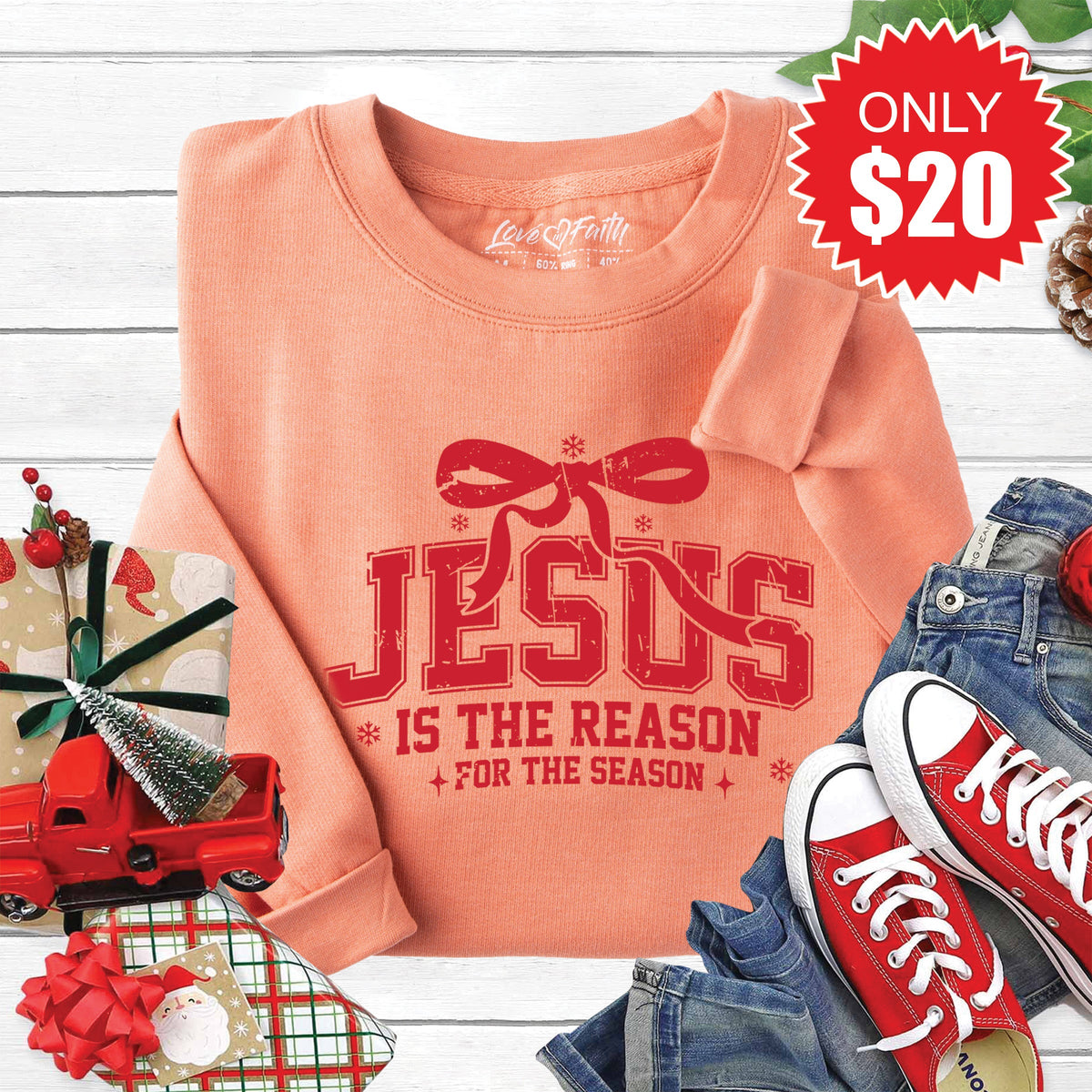 Jesus Is The Reason Sweatshirt - Heather Terracotta - 20 product image 1