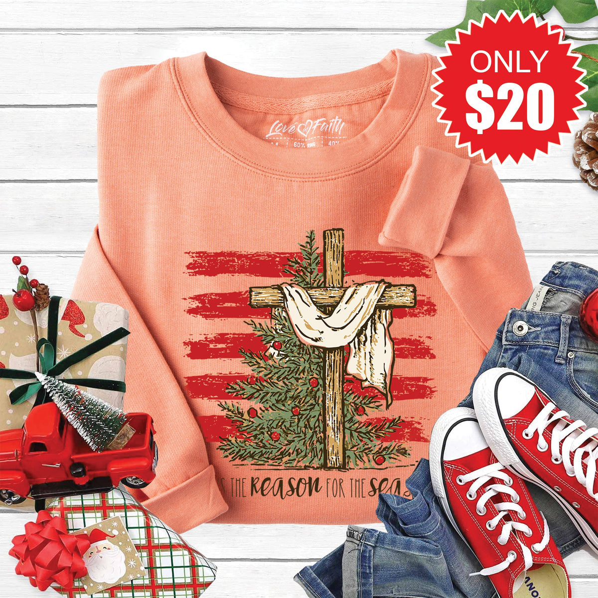 Jesus Is the Reason Sweatshirt - Heather Terracotta - 20