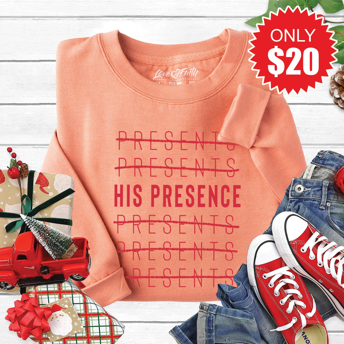 His Presence Sweatshirt - Heather Terracotta - 20 product image 1
