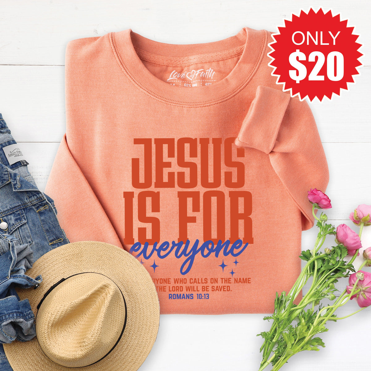 Jesus Is For Everyone Sweatshirt - Heather Terracotta - 20 product image 1