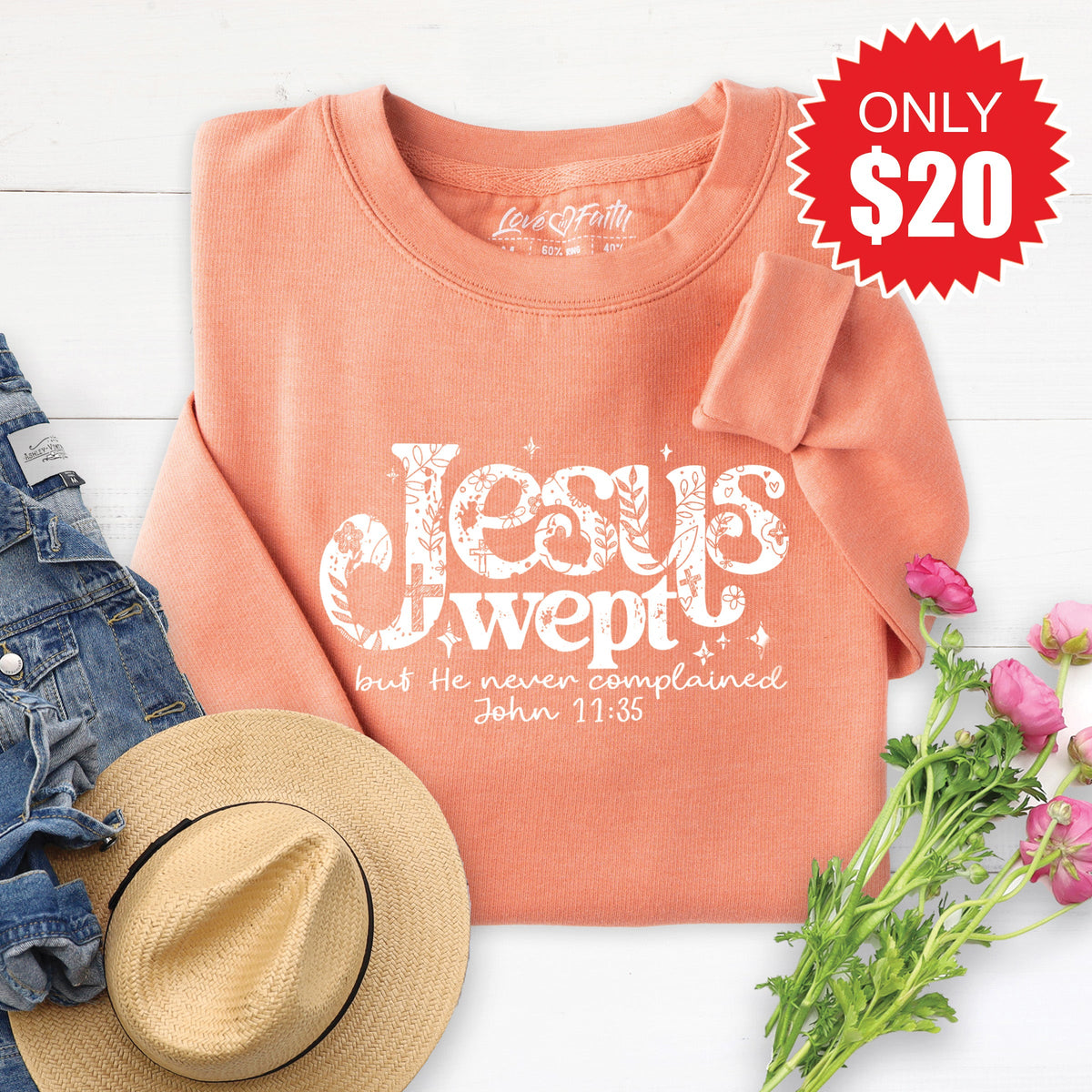 Jesus Wept Sweatshirt - Heather Terracotta - 20 product image 1