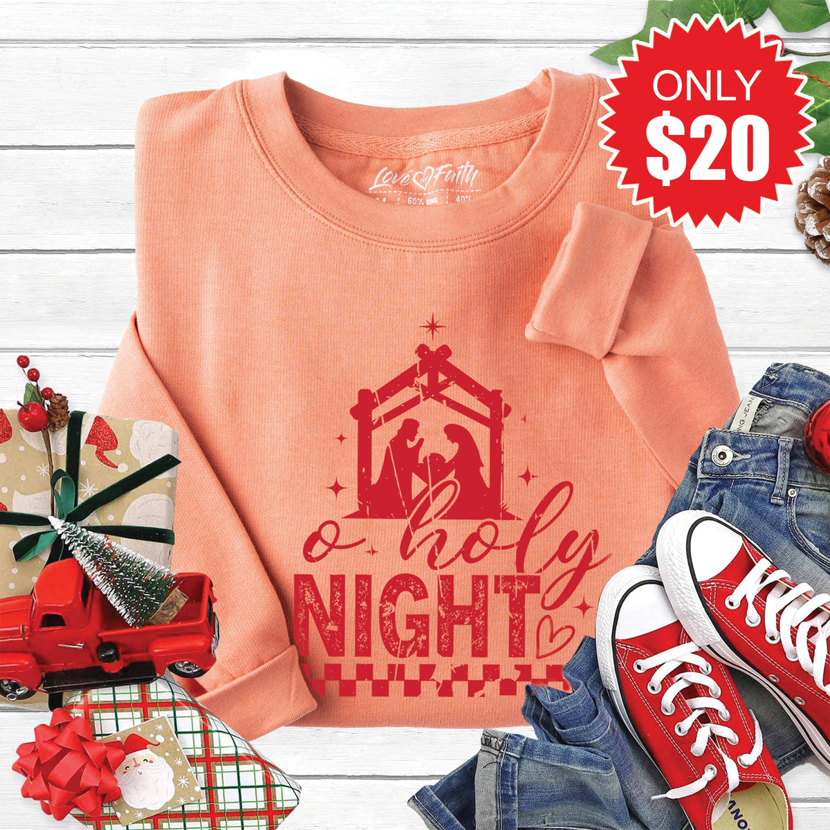 Oh Holy Night Sweatshirt - Heather Terracotta - 20 product image 1