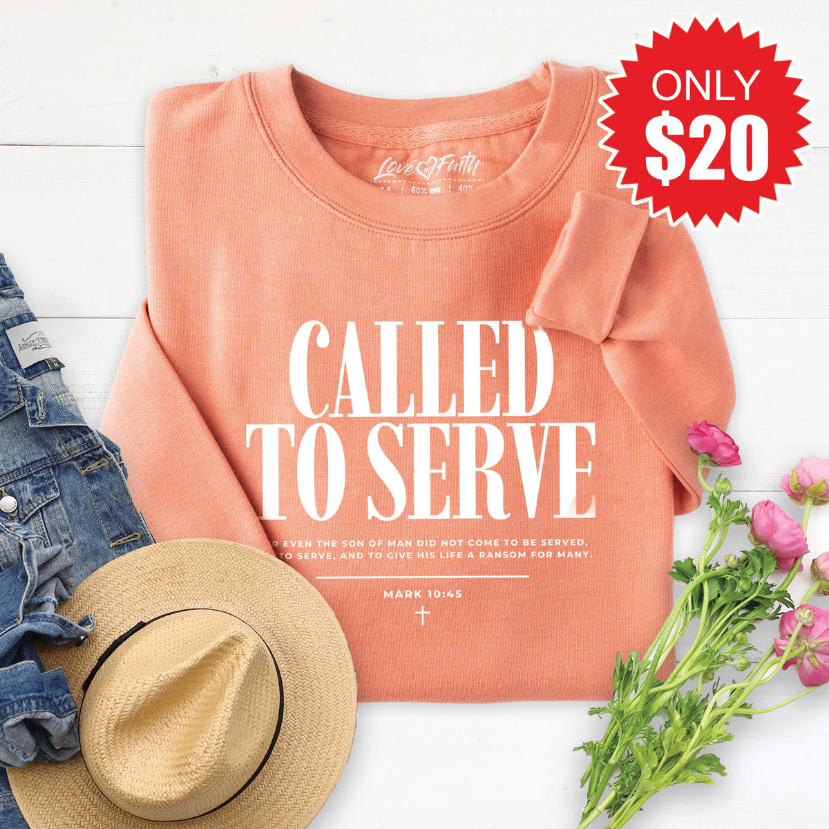 Called To Serve Sweatshirt - Heather Terracotta - 20 product image 1