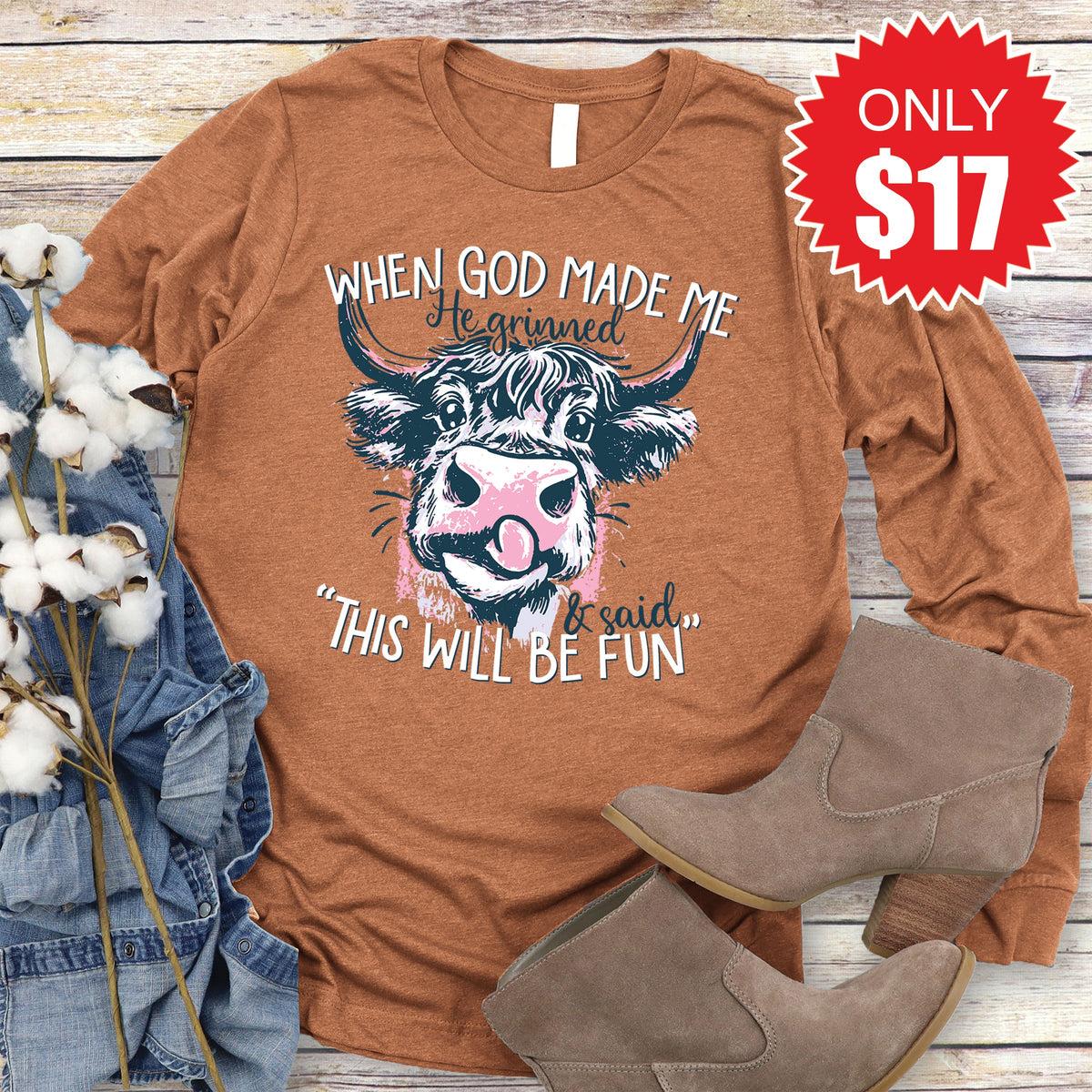 When God Made Me Long Sleeve - Heather Autumn - 17 product image 1