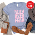 Faith Over Fear Tee - Heather Blue - 15 product image 1