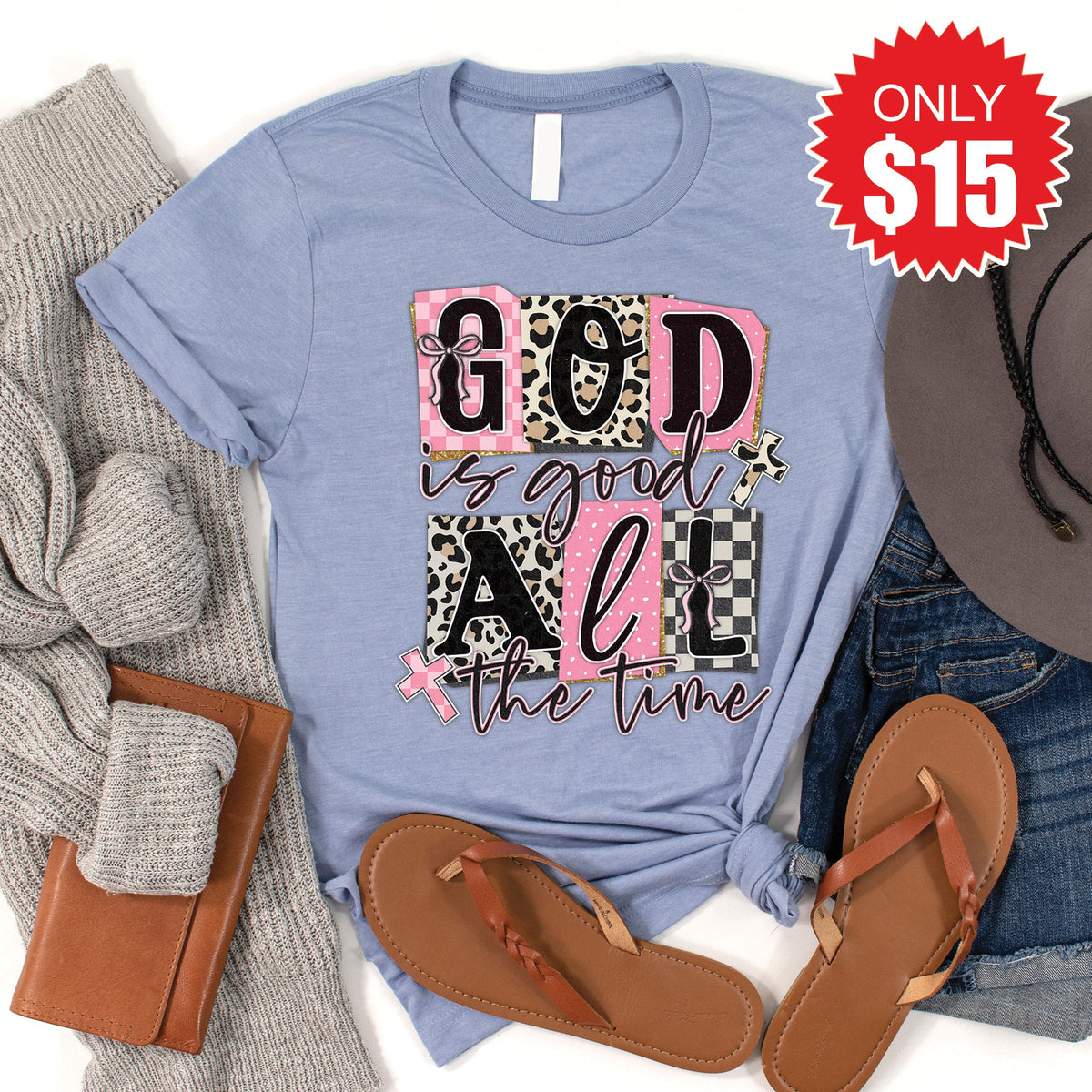 God Is Good Tee - Heather Blue - 15 product image 1