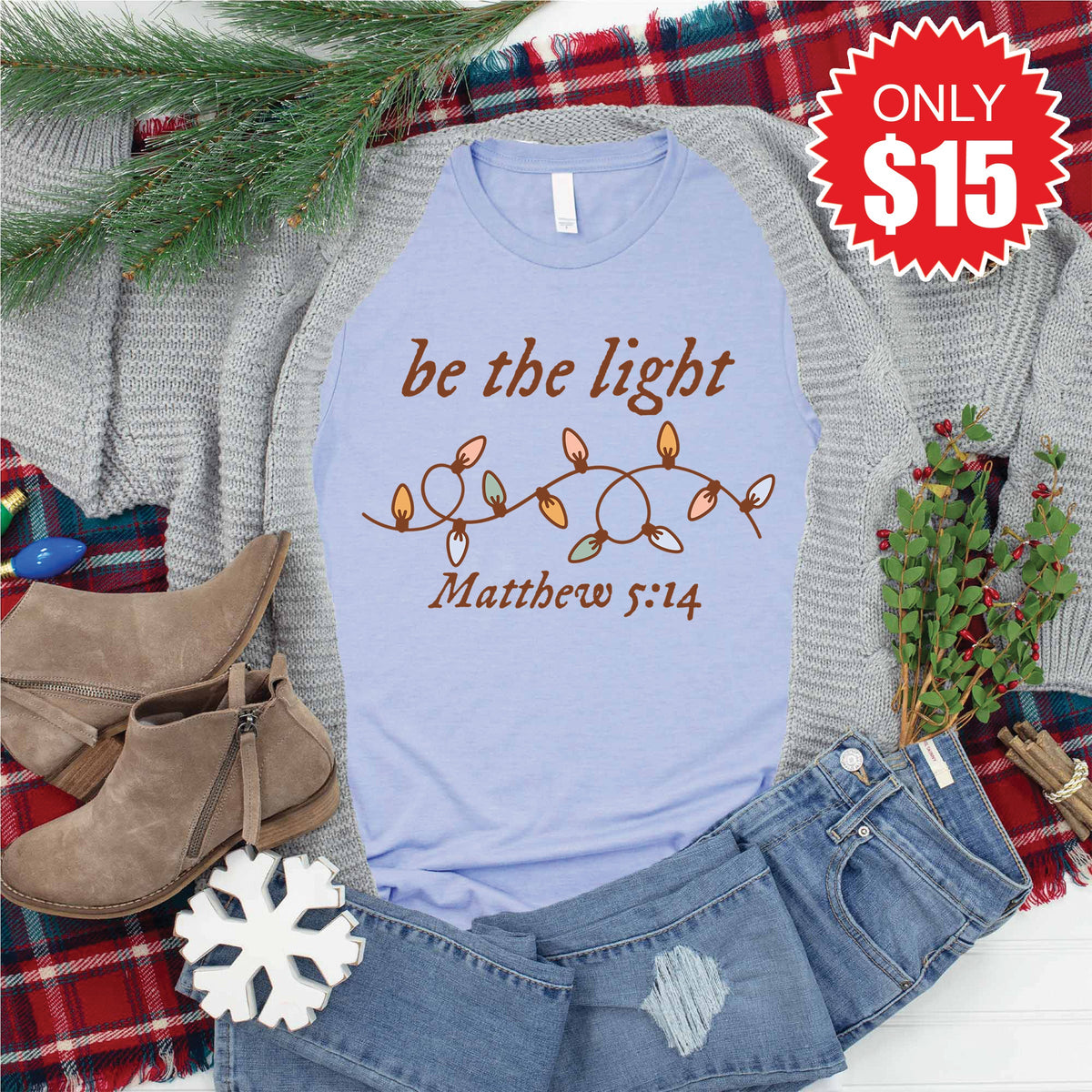 Be The Light Tee - Heather Blue - 15 product image 1