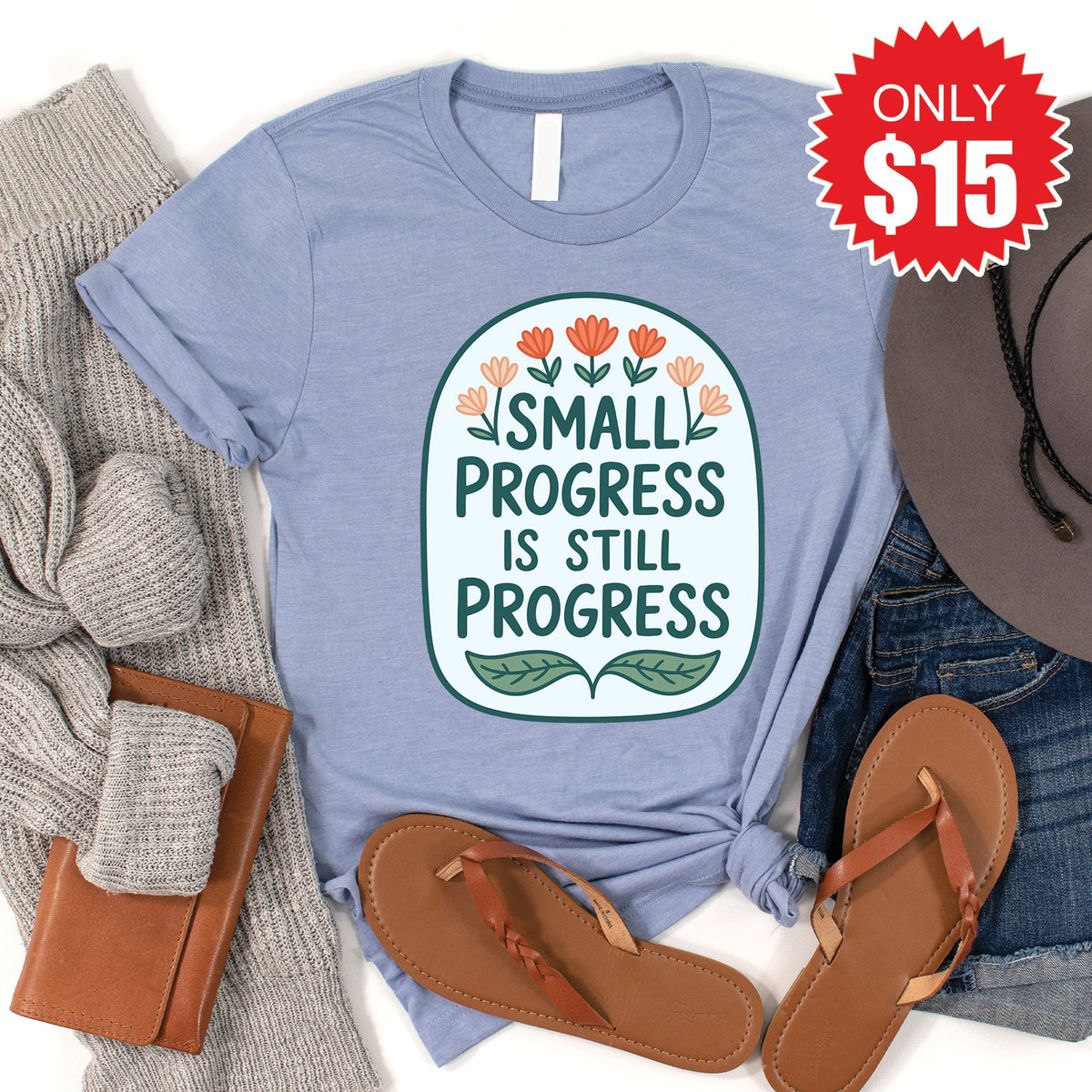 Small Progress Tee - Heather Blue - 15 product image 1