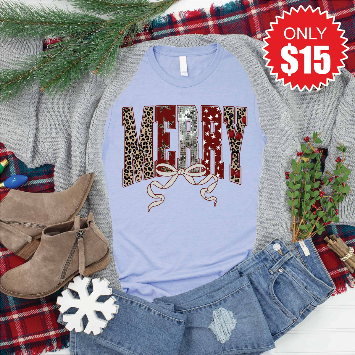 Merry Tee - Heather Blue - 15 product image 1