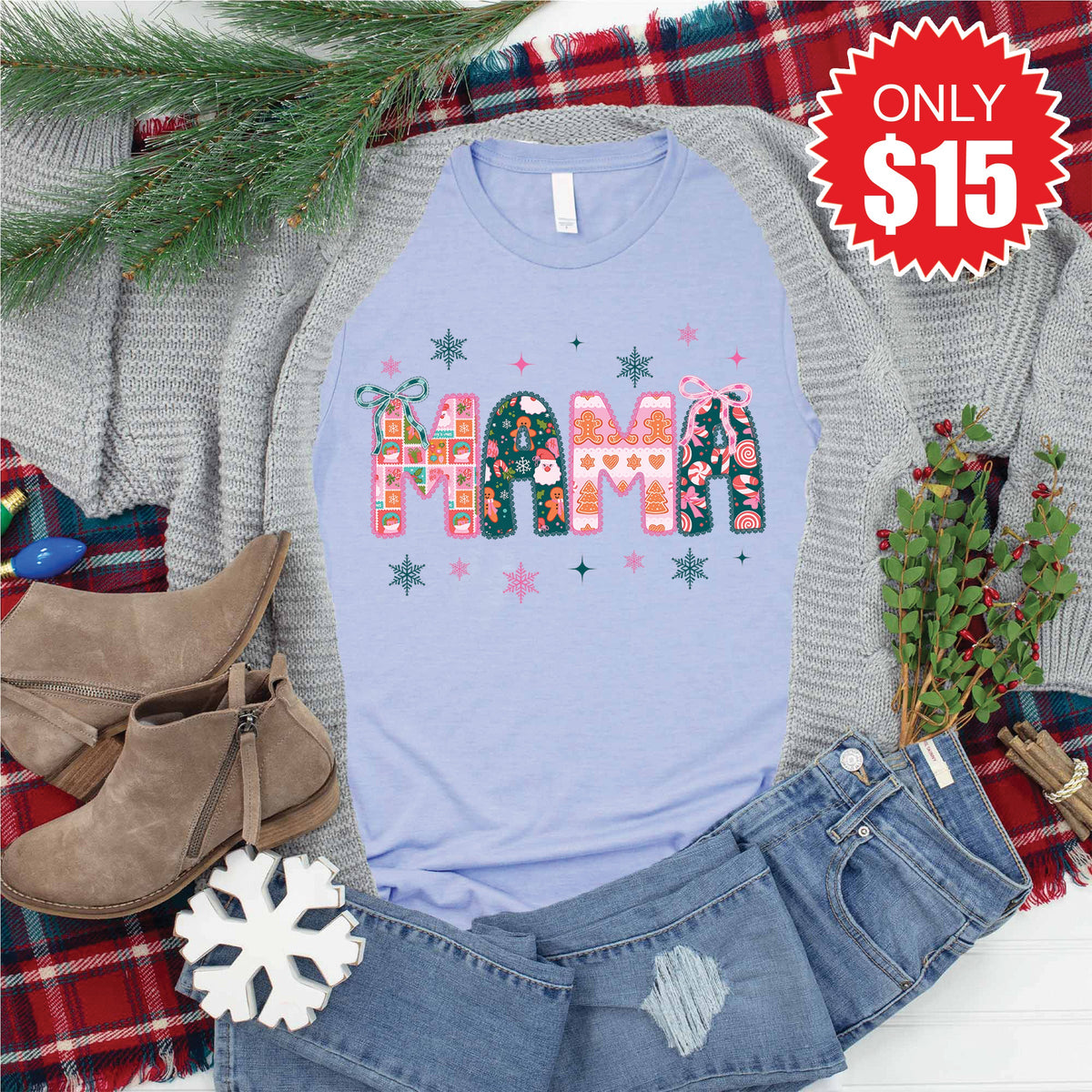 Mama Tee - Heather Blue - 15 product image 1
