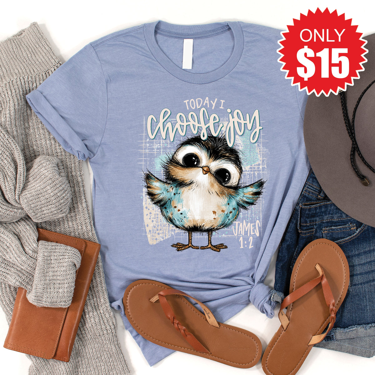 Choose Joy Tee - Heather Blue - 15 product image 1