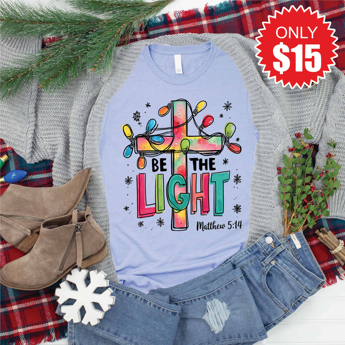 Be The Light Tee - Heather Blue - 15 product image 1