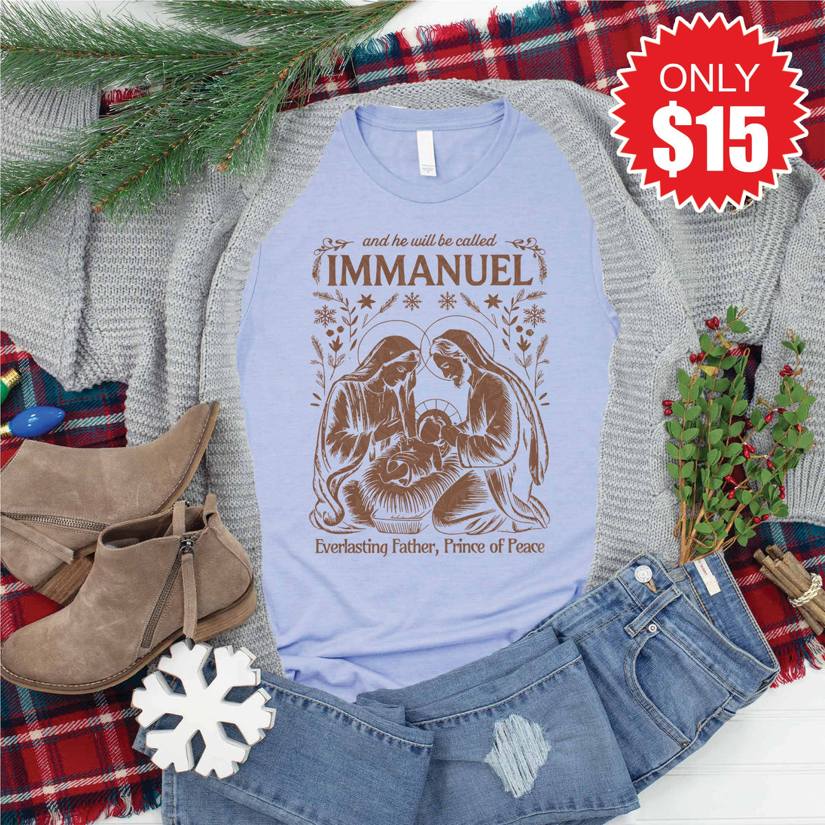 Immanuel Tee - Heather Blue - 15 product image 1