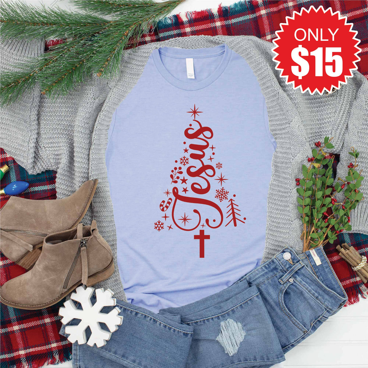 Jesus Tee - Heather Blue - 15 product image 1