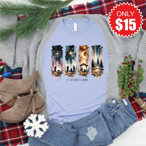 A Savior is Born Tee - Heather Blue - 15 product image 1