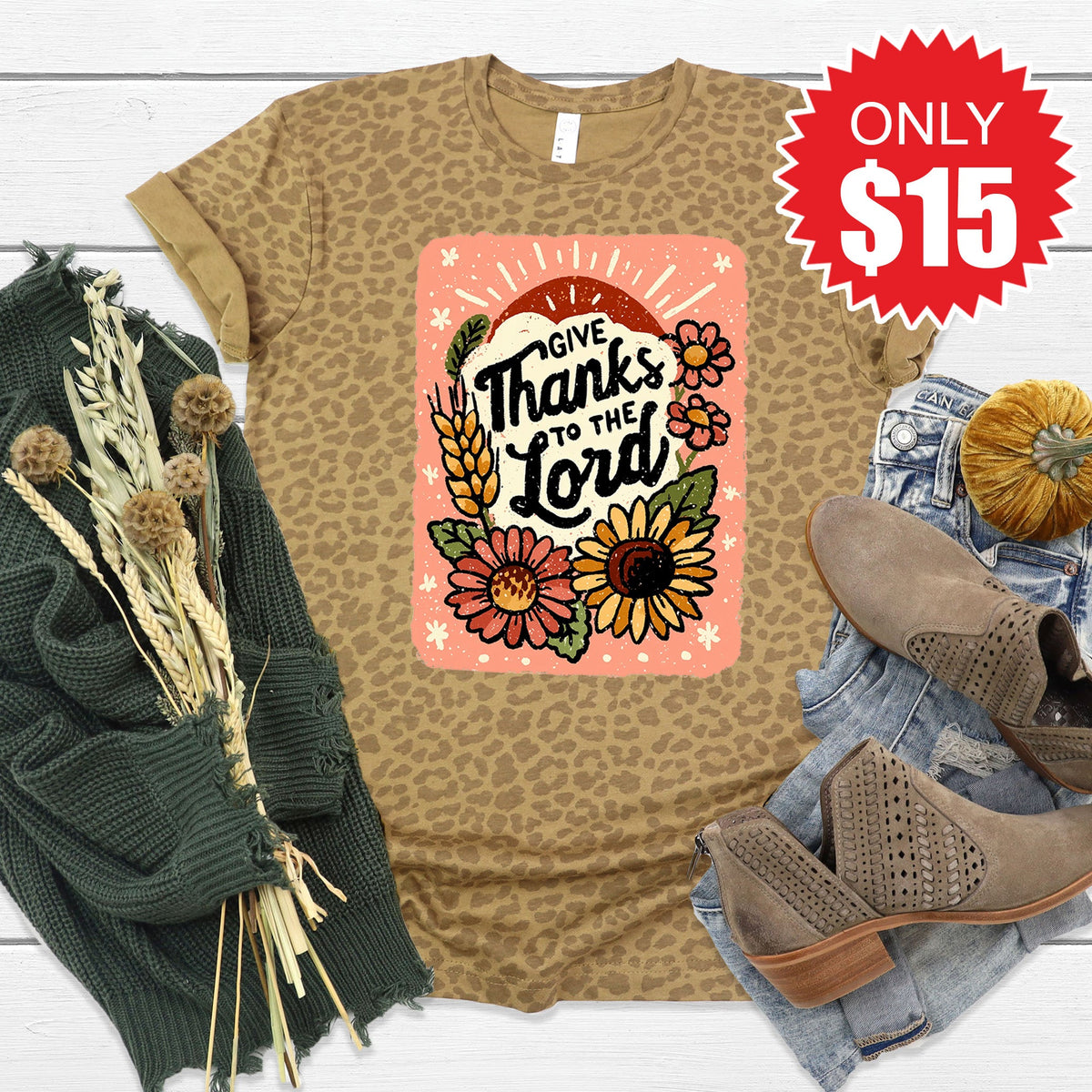 Give Thanks Tee - Brown Leopard - 15 product image 1