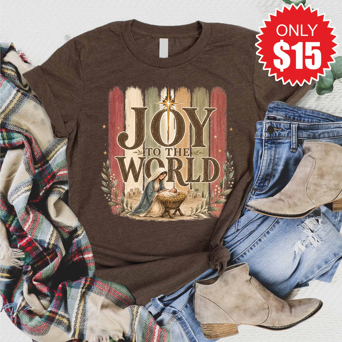 Joy To The World Tee - Heather Brown - 15 product image 1